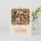 Tartan Trim Christmas One Photo Message ID1141A Feestdagenkaart (Staand voorkant)