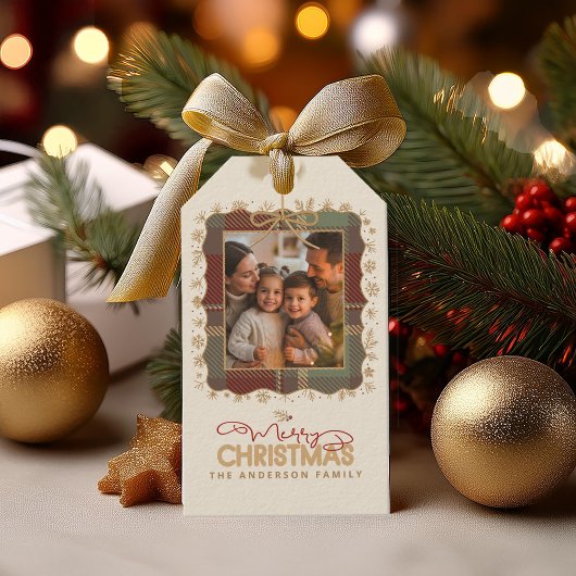 Tartan Trim Christmas One Photo Template ID1141A Cadeaulabel