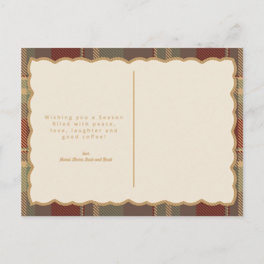 Tartan Trim Christmas One Photo Template ID1141A Feestdagenkaart (Achterkant)