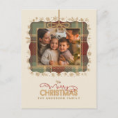 Tartan Trim Christmas One Photo Template ID1141A Feestdagenkaart (Voorkant)