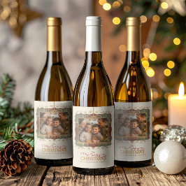 Tartan Trim Christmas One Photo Template ID1141A Wijn Etiket