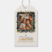 Tartan Trim Christmas One Photo Template ID1141B Cadeaulabel (Voorkant)