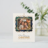 Tartan Trim Christmas One Photo Template ID1141B Feestdagenkaart (Staand voorkant)