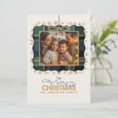 Tartan Trim Christmas One Photo Template ID1141B Feestdagenkaart (Staand voorkant)