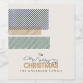 Tartan Twill Merry Christmas Blue ID1141B Wijn Etiket (Enkel label)