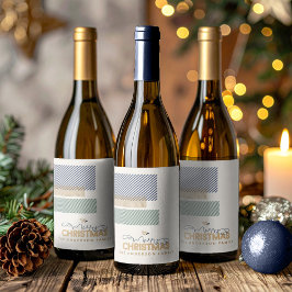 Tartan Twill Merry Christmas Blue ID1141B Wijn Etiket