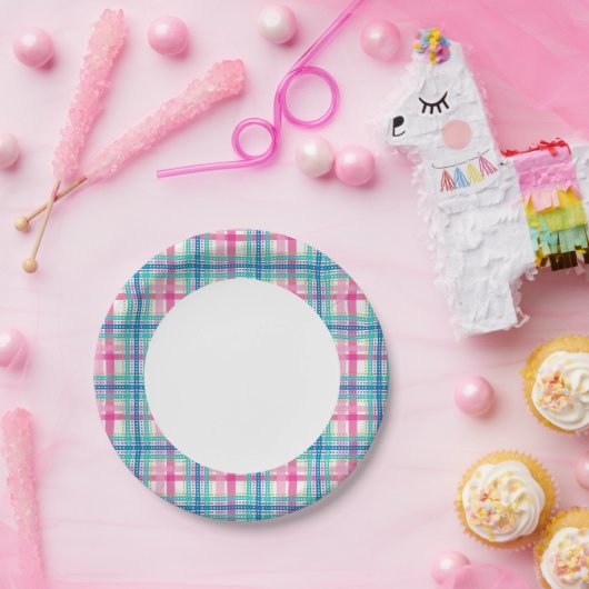 Tartan, vlakpatroon papieren bordje (Feest)