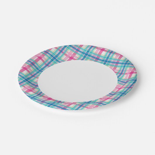 Tartan, vlakpatroon papieren bordje (Gekanteld)