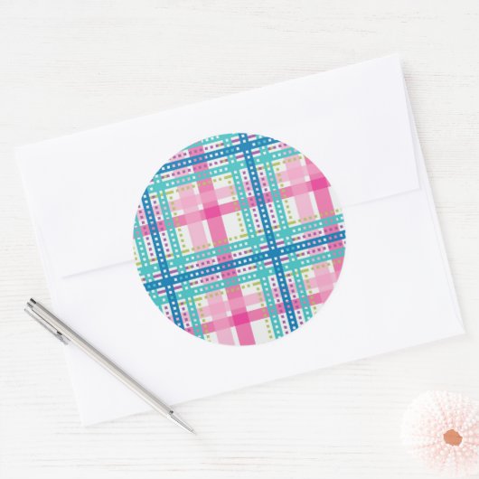 Tartan, vlakpatroon ronde sticker (Envelop)