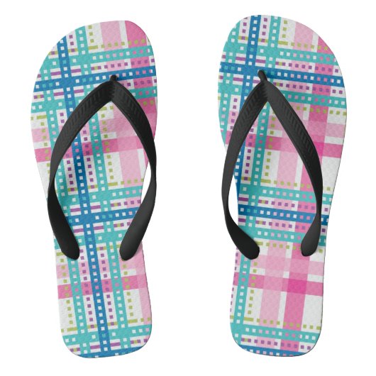 Tartan, vlakpatroon teenslippers (Voetbed)