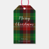 Tartan Vrolijk Kerstfeest Cadeaulabel (Voorkant)