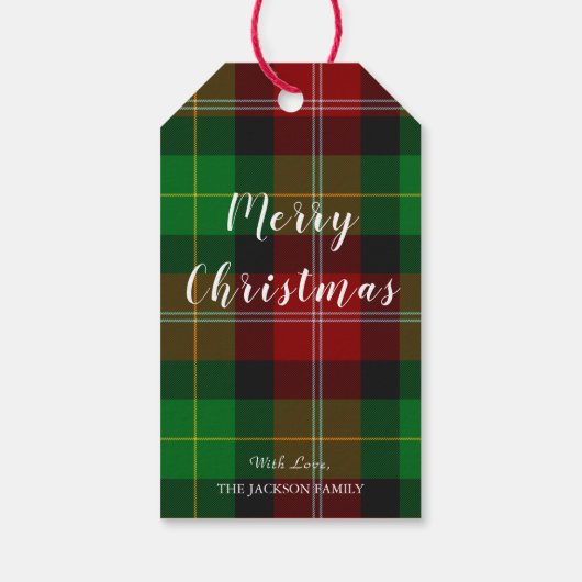 Tartan Vrolijk Kerstfeest Cadeaulabel (Achterkant)