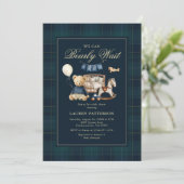 Tartan “We Can Bearly Wait” Bear Baby Shower Kaart (Staand voorkant)