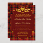 Tartan Weddenschap Red Black Gold Pset Patroonkleu Kaart (Voorkant / Achterkant)
