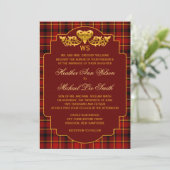 Tartan Weddenschap Red Black Gold Pset Patroonkleu Kaart (Staand voorkant)