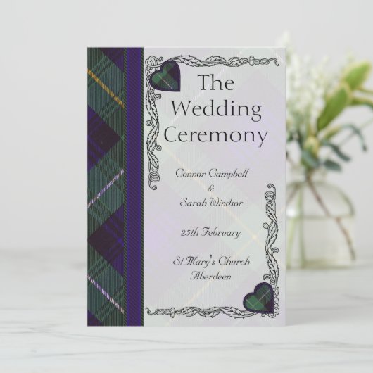 Tartan Wedding-programma - Campbell van Argyll Programmakaart (Staand voorkant)