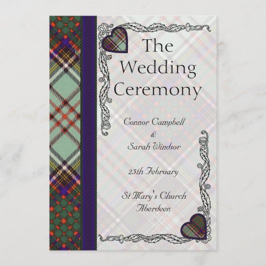 Tartan Wedding Programme - Anderson Programmakaart (Voorkant)