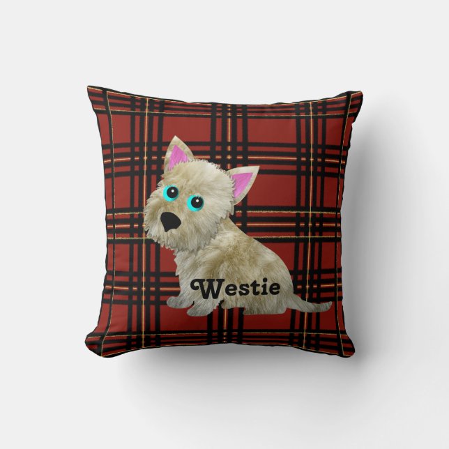 Tartan Westie Pillow Kussen (Voorkant)