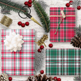 Tartan - White Red en Green Different Inpakpapier Vel