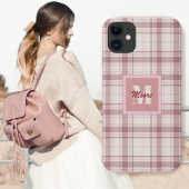 Tartan - wit cement met roze huiden Case-Mate iPhone case