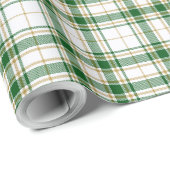 Tartan - wit-groen-karamel goud cadeaupapier (Rol Hoek)