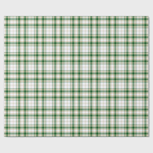 Tartan - wit-groen-karamel goud cadeaupapier (Vlak)