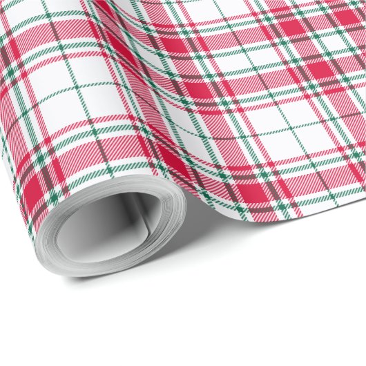 Tartan - wit rood en groen cadeaupapier (Rol Hoek)