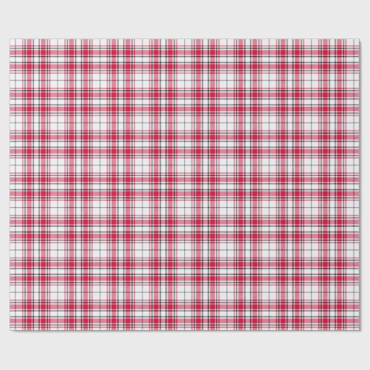 Tartan - Wit-Rood-Zwart Cadeaupapier (Vlak)