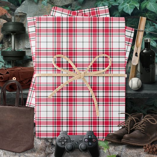 Tartan - Wit-Rood-Zwart Inpakpapier Vel