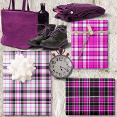Tartan - Wit-Zwart-Heet Roze Anders Inpakpapier Vel