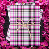 Tartan - Wit-Zwart-Heet Roze Inpakpapier Vel