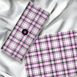Tartan - Wit Zwart Hot Pink Tissuepapier