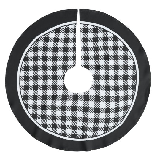 Tartan Witte en Zwarte Pset Tree Skirt Kerstboom Rok (Voorkant)