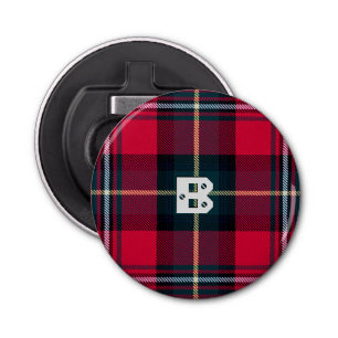 Tartan zonder Initiaal Button Flesopener