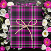 Tartan - Zwart-Heet Roze-Wit Inpakpapier Vel
