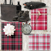 Tartan - Zwart-Rood-Wit Anders Inpakpapier Vel