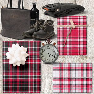 Tartan - Zwart-Rood-Wit Anders Inpakpapier Vel