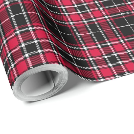 Tartan - Zwart-Rood-Wit Cadeaupapier (Rol Hoek)