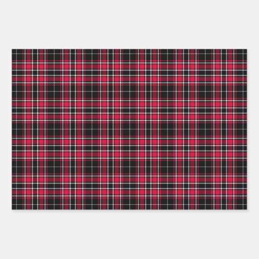 Tartan - Zwart-Rood-Wit Inpakpapier Vel (Voorkant)