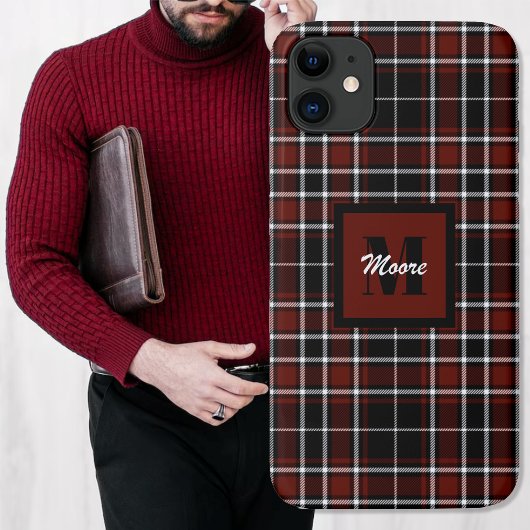 Tartan - zwart Russet Red en uit wit Case-Mate iPhone Case
