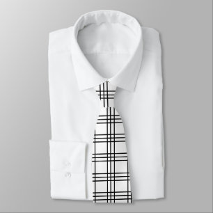 Tartan zwart-wit geruit stropdas
