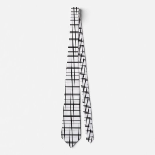 Tartan zwart-wit geruit stropdas (Voorkant)