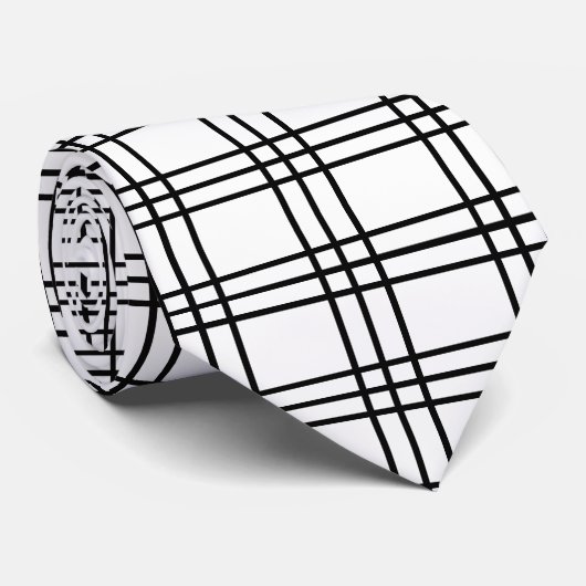 Tartan zwart-wit geruit stropdas (Opgerold)