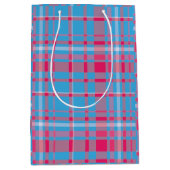 Tartanblauw en rood medium cadeauzakje (Voorkant)