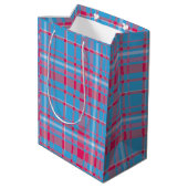 Tartanblauw en rood medium cadeauzakje (Achterkant Gekanteld)