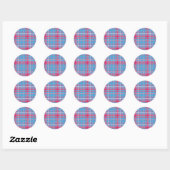 Tartanblauw en rood ronde sticker (Vel)