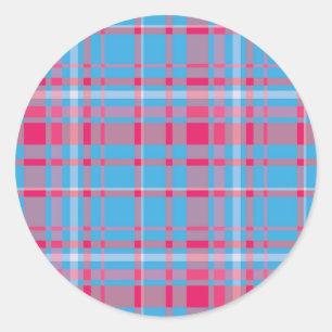 Tartanblauw en rood ronde sticker