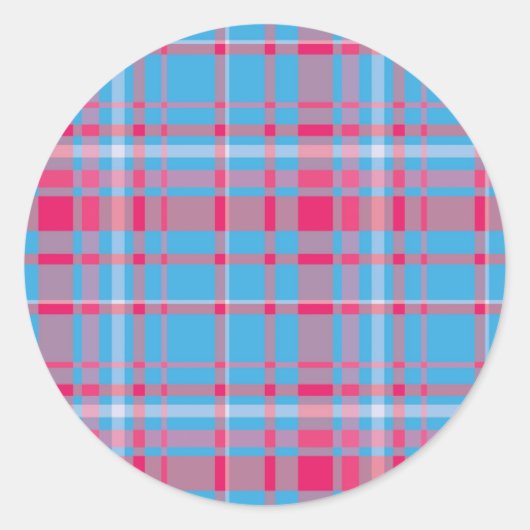 Tartanblauw en rood ronde sticker (Voorkant)