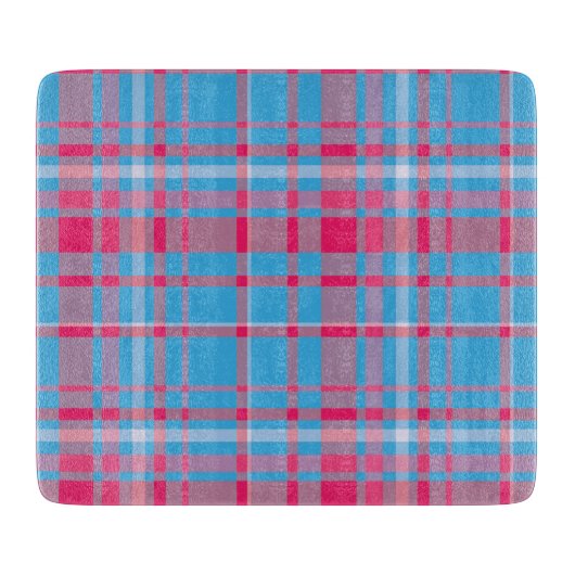 Tartanblauw en rood snijplank (Voorkant)