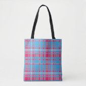 Tartanblauw en rood tote bag (Voorkant)